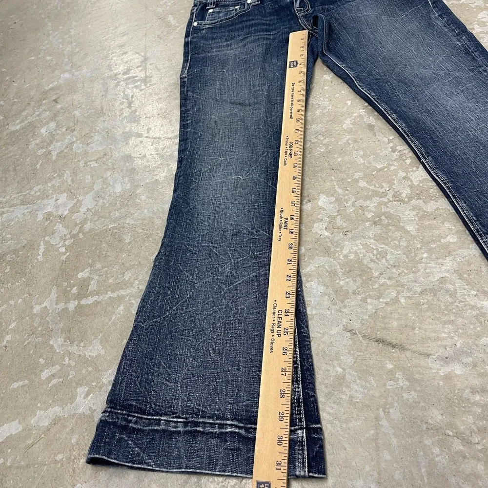 Rock & Roll Cowgirl Jeans Women 29x32 Blue Mid Trouser Flare Boho Mid Rise Denim